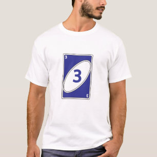 Funny Card Game T - Shirt Blue Number 3 Card