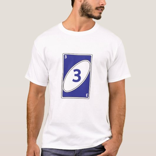 Funny Card Game T - Shirt | Blue Number 3 Card (Vorderseite)