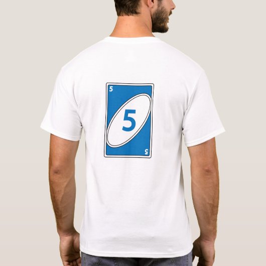Funny Card Game T - Shirt | Blue Number 5 Card (Rückseite)