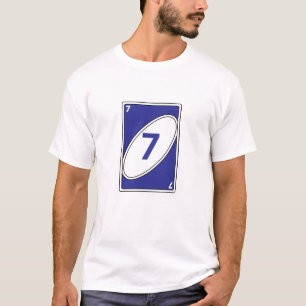 Funny Card Game T - Shirt Blue Number 7 Card