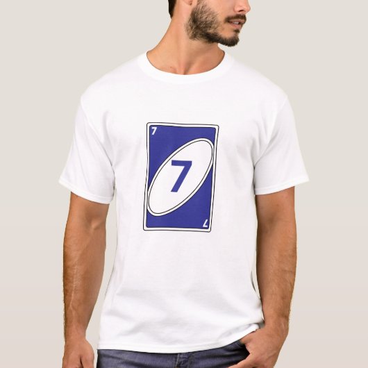 Funny Card Game T - Shirt | Blue Number 7 Card (Vorderseite)