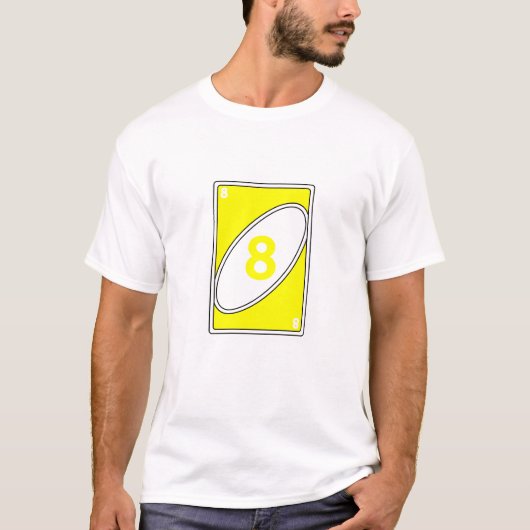 Funny Card Game T - Shirt | Gelbe Nummer 8 (Vorderseite)