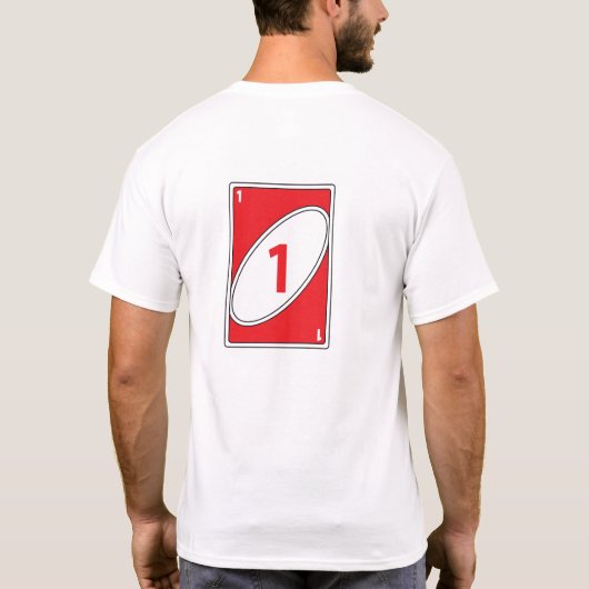 Funny Card Game T - Shirt | Red Number 1 Card (Rückseite)