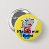 Funny Card Shark Gambling Cartoon mit Poker Chips Button (Vorne & Hinten)