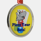 Funny Card Shark Gambling Cartoon mit Poker Chips Ornament Aus Metall (Rechts)