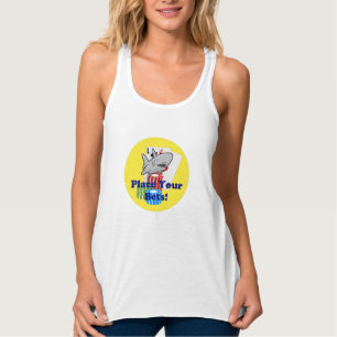 Funny Card Shark Gambling Cartoon mit Poker Chips Tank Top