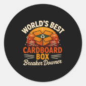 Funny Cardboard Box Breaker Downer Sarcastic Retro Runder Aufkleber (Vorderseite)