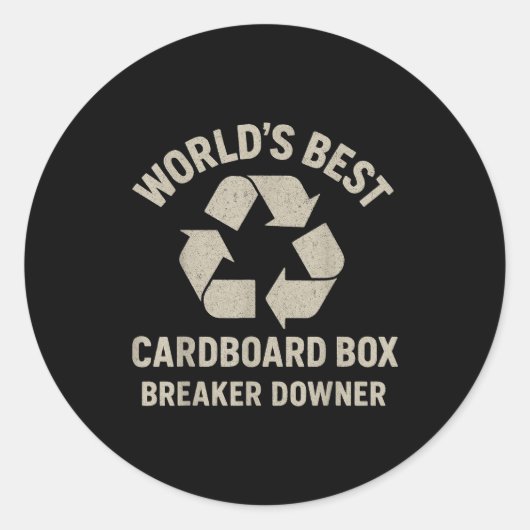 Funny Cardboard Box Breaker Downer Sarcastic Retro Runder Aufkleber (Vorderseite)