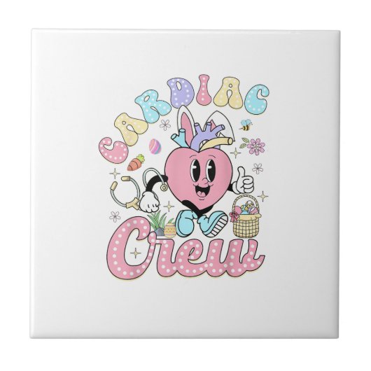 Funny Cardiac Crew Easter Day CVICU Nurse Cardiolo Fliese (Vorderseite)