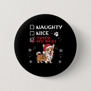 Funny Cardigan Welsh Corgi Dog Christmas Naughty N Button