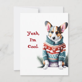 Funny Cardigan Welsh Corgi in Weihnachts-Sweater Feiertagskarte