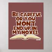 Funny Careful Book Character Author Slogan Poster (Vorne)