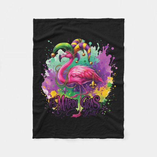 Funny Carnival Party Flamingo Fleecedecke (Vorderseite)
