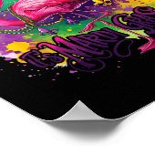 Funny Carnival Party Flamingo Poster (Ecke)