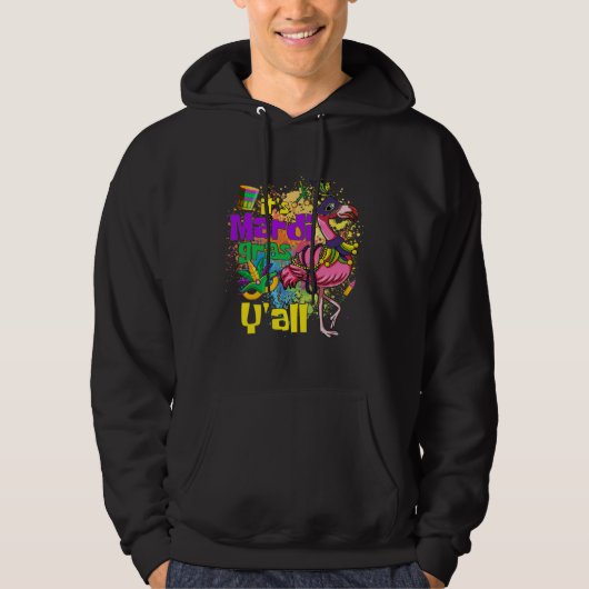 Funny Carnival Party Gift Idea Flamingo Mardi Gras Hoodie (Vorderseite)