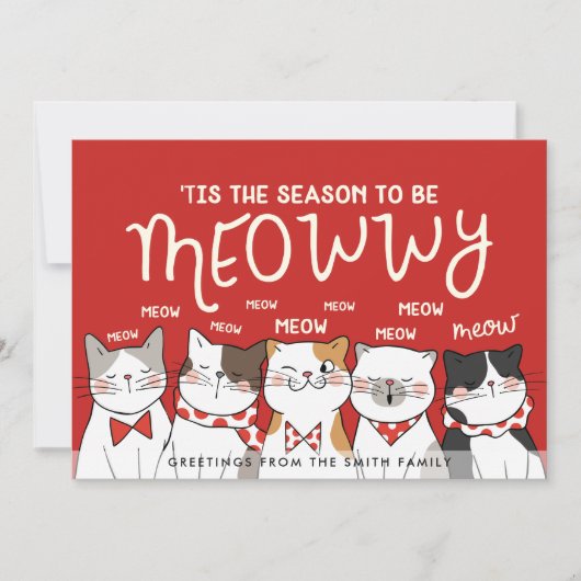 Funny Carol der Katzen | Holiday Greeting Feiertagskarte (Vorderseite)