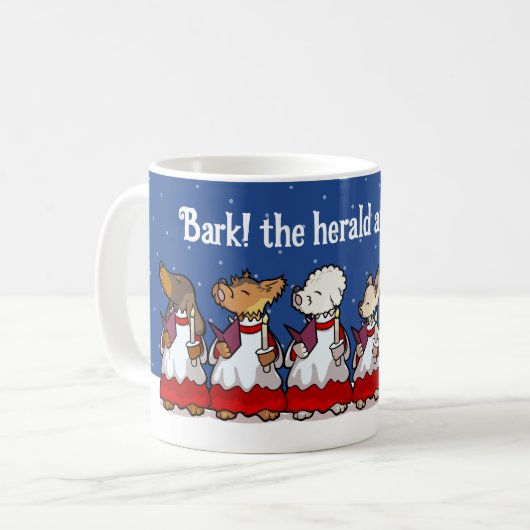 Funny Carol Singing Dogs Christmas Pug Pomeranian Kaffeetasse (Vorderseite Links)