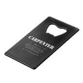 Funny Carpenter Geschenk - Wörterbuchdefinition Geldbeutel Flaschenöffner (Vorderseite Schrägansicht)