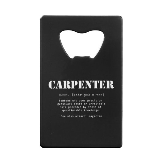 Funny Carpenter Geschenk - Wörterbuchdefinition Geldbeutel Flaschenöffner (Rückseite)