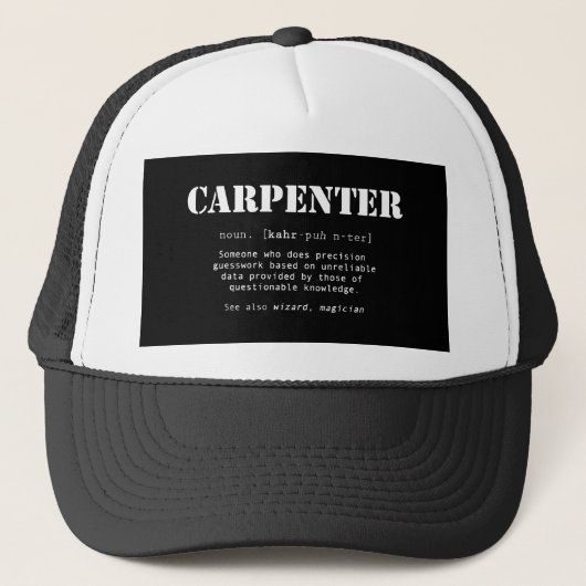 Funny Carpenter Geschenk - Wörterbuchdefinition Truckerkappe (Vorderseite)