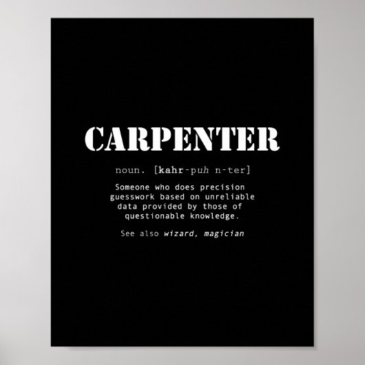 Funny Carpenter Gift - Wörterbuchdefinition Poster (Vorne)