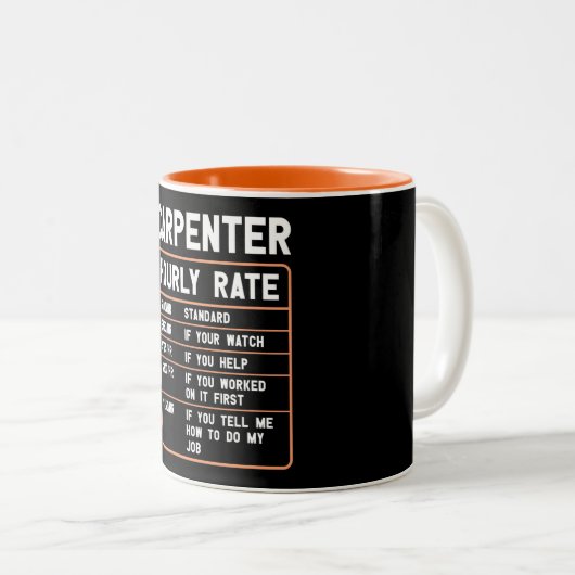 Funny Carpenter Hourly Rate Zwei-Tonen-Kaffee-Tass Zweifarbige Tasse (VorderseiteRechts)