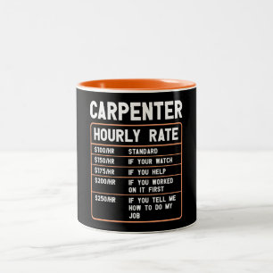 Funny Carpenter Hourly Rate Zwei-Tonen-Kaffee-Tass Zweifarbige Tasse
