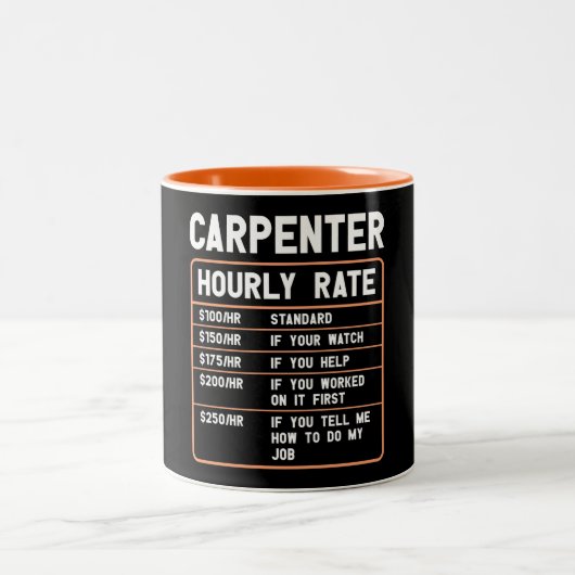 Funny Carpenter Hourly Rate Zwei-Tonen-Kaffee-Tass Zweifarbige Tasse (Mittel)
