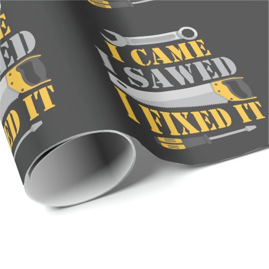 Funny Carpenter Saat Handyman Workshop Tools Geschenkpapier (Rolleneckpunkt)