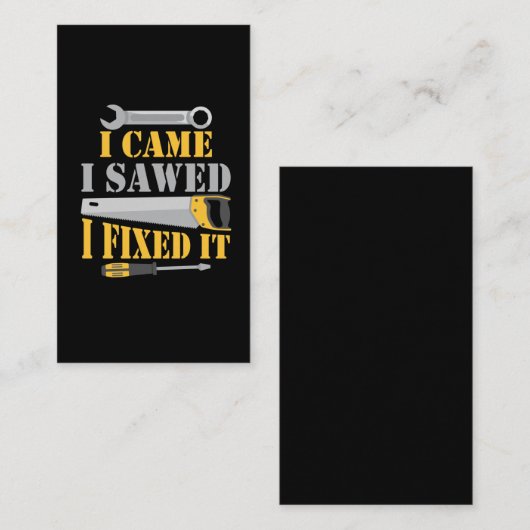 Funny Carpenter Saat Handyman Workshop Tools Visitenkarte (Vorne/Hinten)