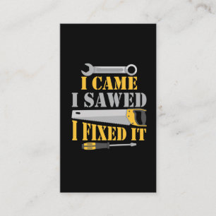 Funny Carpenter Saat Handyman Workshop Tools Visitenkarte