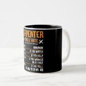 Funny Carpenter Stundensatz Zweifarbige Tasse (VorderseiteRechts)