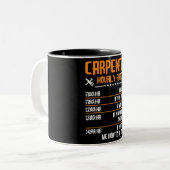 Funny Carpenter Stundensatz Zweifarbige Tasse (Vorderseite Links)