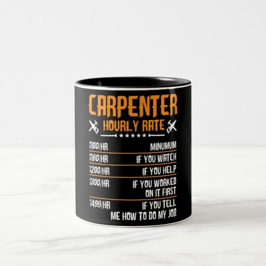 Funny Carpenter Stundensatz Zweifarbige Tasse (Mittel)