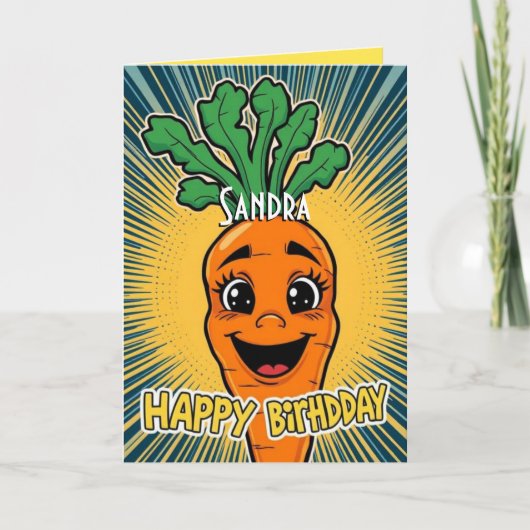 Funny Carrot Happy Birthday Karte (Vorderseite)