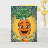 Funny Carrot Happy Birthday Karte (Gelbe Blume)