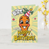 Funny Carrot Happy Birthday Karte (Gelbe Blume)