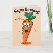 Funny Carrot Happy Birthday Karte (Vorderseite)