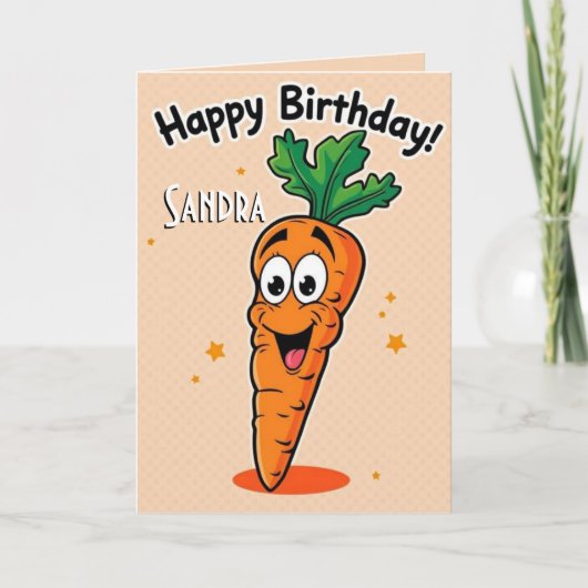 Funny Carrot Happy Birthday Karte (Vorderseite)