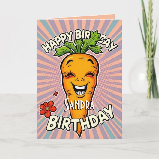 Funny Carrot Happy Birthday Karte (Vorderseite)