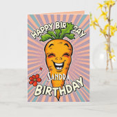 Funny Carrot Happy Birthday Karte (Gelbe Blume)
