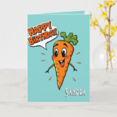 Funny Carrot Happy Birthday Karte (Gelbe Blume)