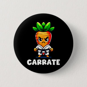 Funny Carrot in Karate Gi Carrate Black Belt Marti Button