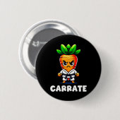 Funny Carrot in Karate Gi Carrate Black Belt Marti Button (Vorne & Hinten)