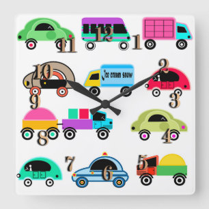 Funny cars quadratische wanduhr