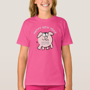 Funny Cartoon 2 Pig Jahr 2019 Girl T - Shirt