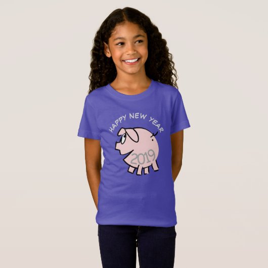 Funny Cartoon 3 Pig Jahr 2019 Girl T - Shirt (Vorne ganz)