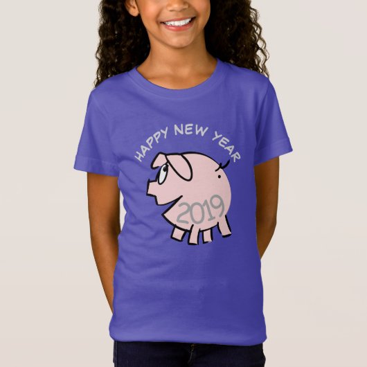 Funny Cartoon 3 Pig Jahr 2019 Girl T - Shirt (Vorderseite)