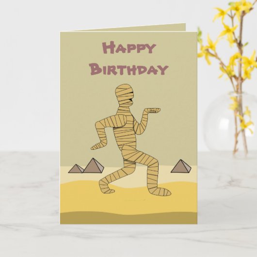 Funny Cartoon Ägyptische Mummy Pyramids Custom Karte (Gelbe Blume)