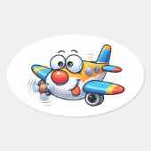 Funny Cartoon Airplane Character Sticker (Vorderseite)